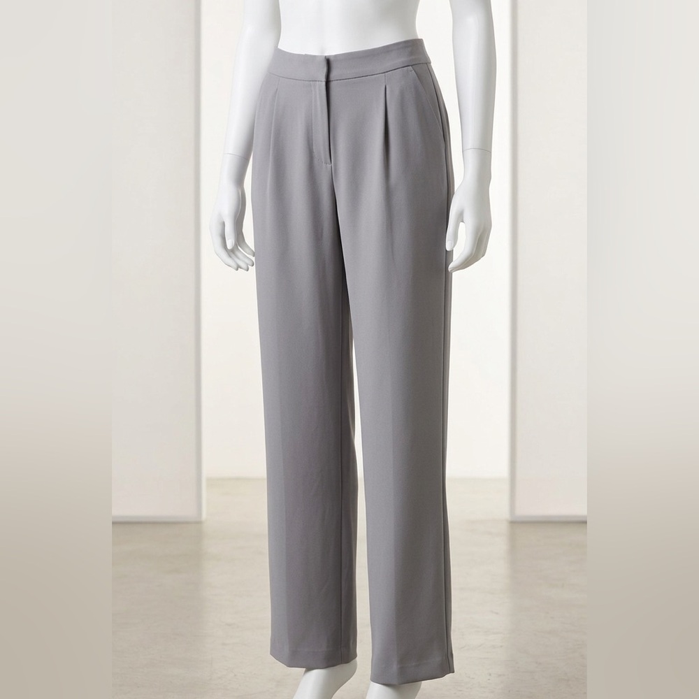 Seven Sisters Stone Grey Wide Leg Trousers High Waisted Academia Pants Women XS